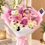 Fresh flower bouquet Lahore with pink lilies and chrysanthemums