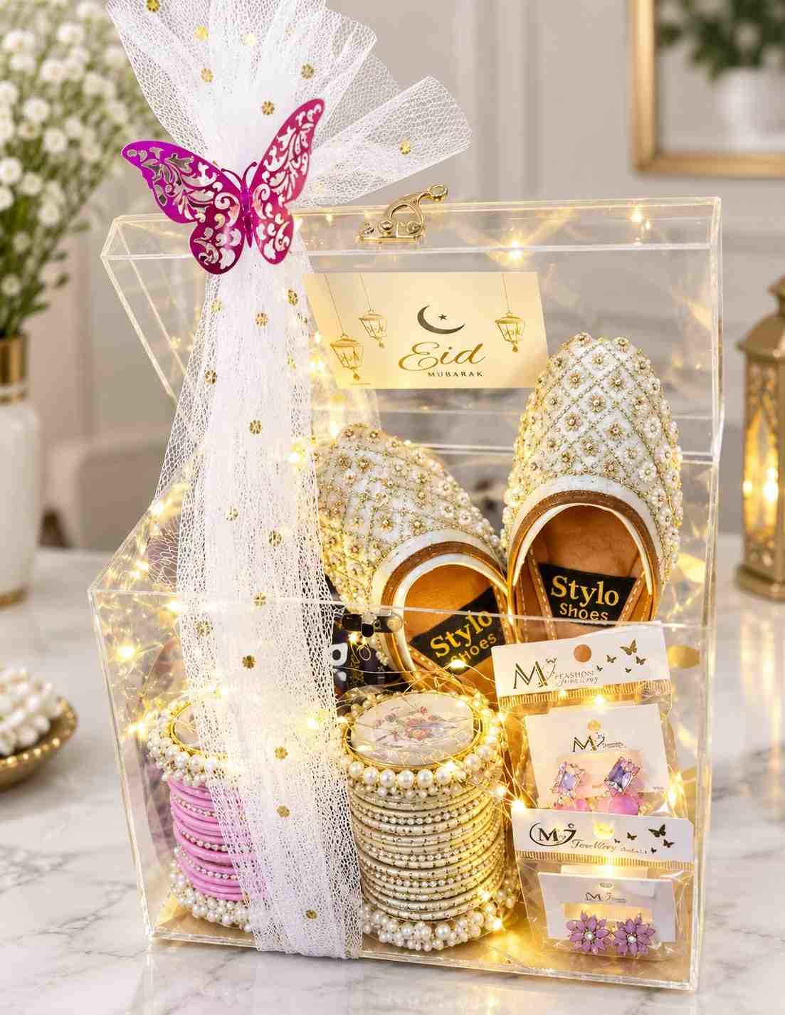 Eid Gift Box for Her Eid gift box for her with khussa bangles and jewellery