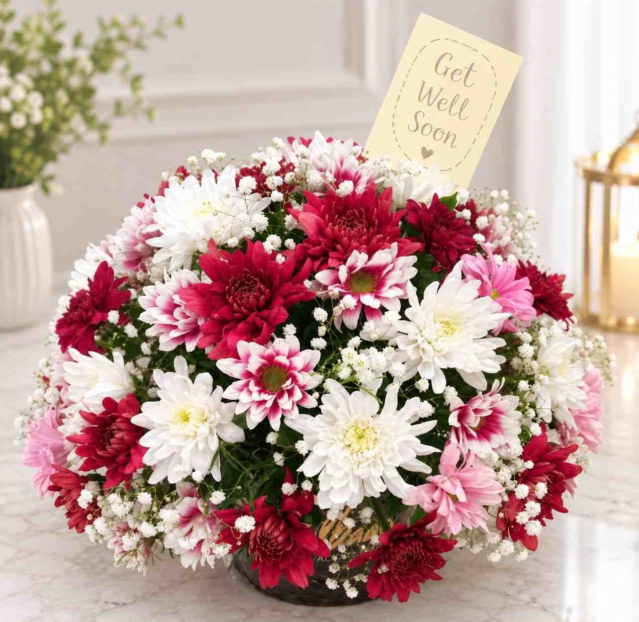 Get Well Soon Flowers Pakistan Get Well Soon Flowers Pakistan with pink and white chrysanthemums