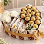 Chocolate gift basket Lahore with assorted chocolates and flowers
