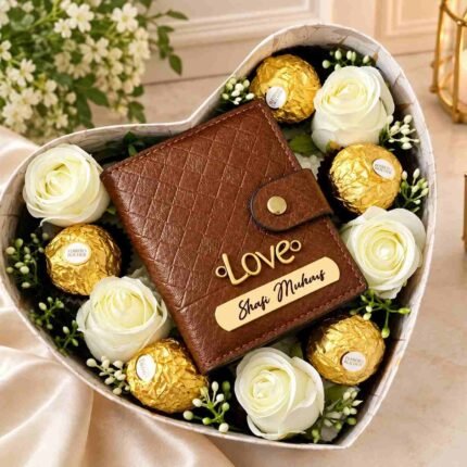 Romantic gifts Lahore with white roses and chocolates in a keepsake box