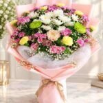Mixed flower bouquet Lahore with pink white yellow and green flowers