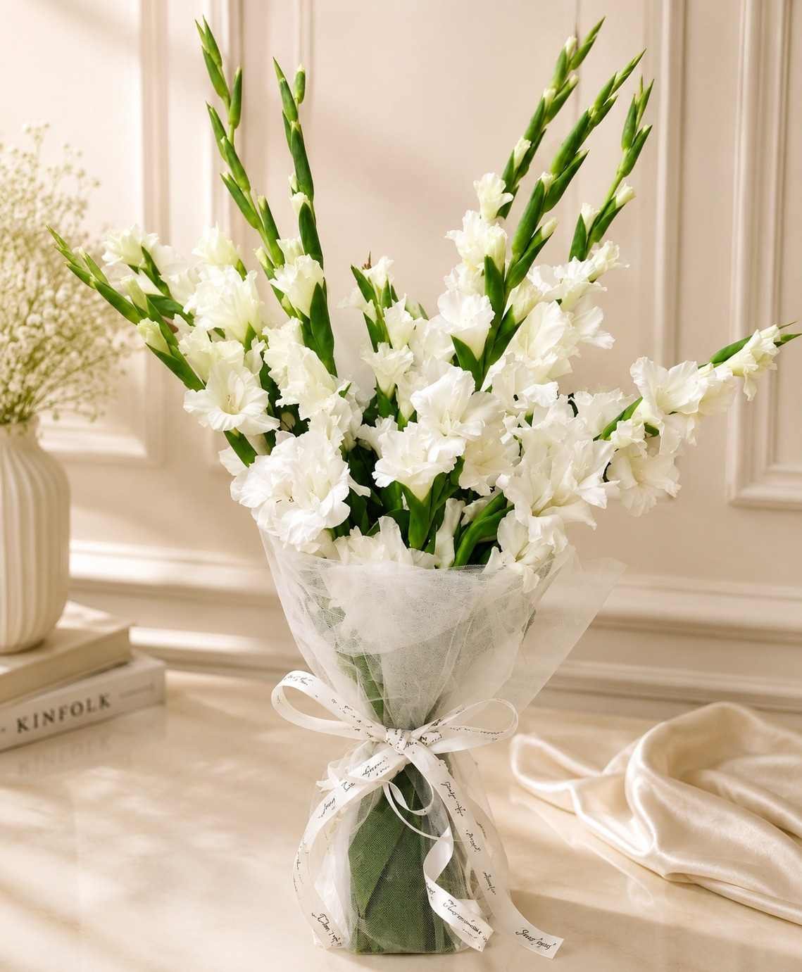 White Flower Bouquet Lahore White Flower Bouquet Lahore with elegant white gladiolus