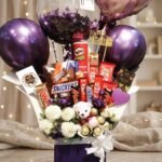 Purple birthday balloon arrangement for online birthday gift pakistan delivery