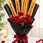 Chocolate Bouquet Lahore with red roses and Toblerone chocolates