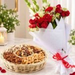 Flower Gift Hamper Lahore with red roses and assorted nuts
