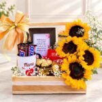 Sunflower Gift Basket Pakistan with chocolates and Mama mug