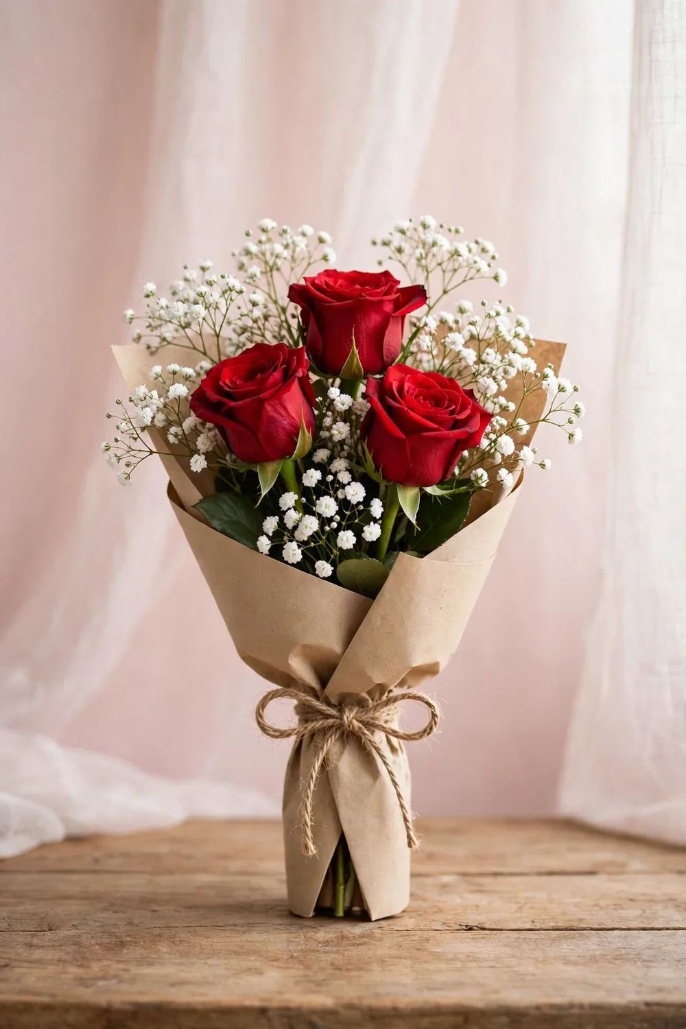 Three Imported Red Roses with Baby's Breath – PakFlowerShop