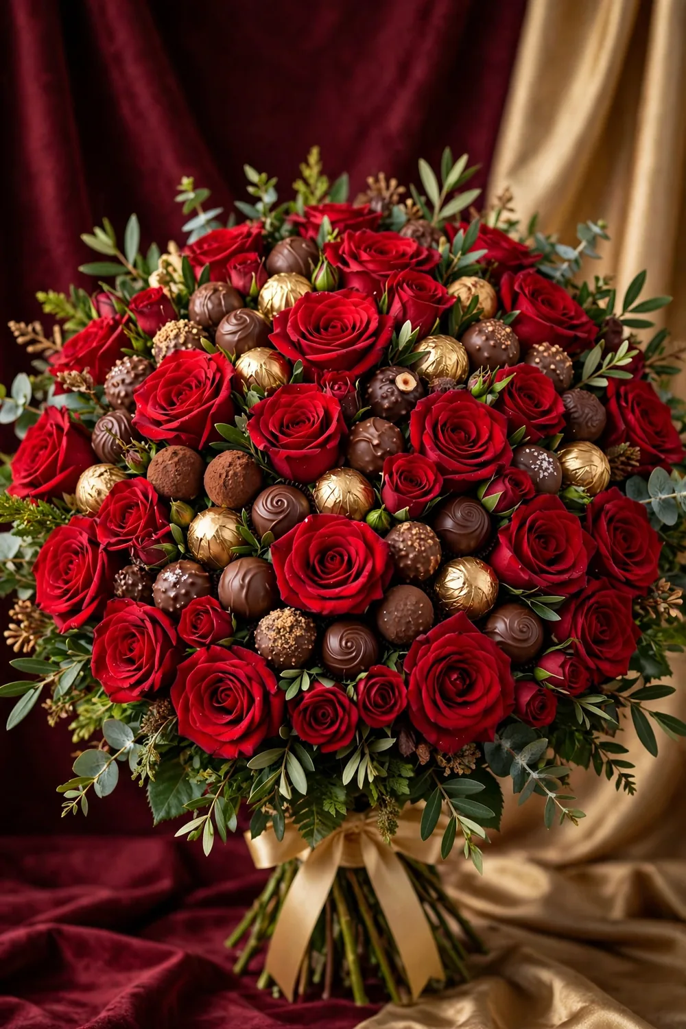 Grand 200 Red Roses and Mixed Chocolates Bouquet – Close-up – PakFlowerShop