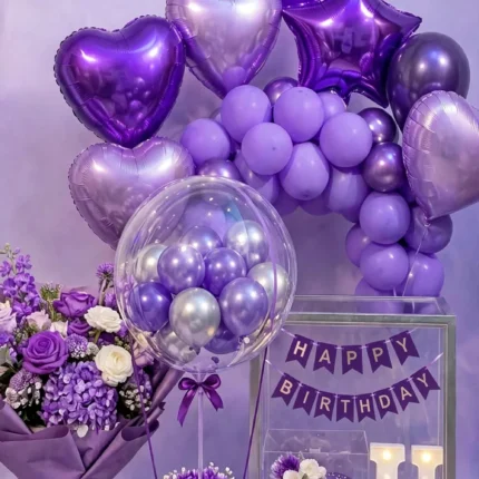 Complete Birthday Set – Purple Theme – PakFlowerShop