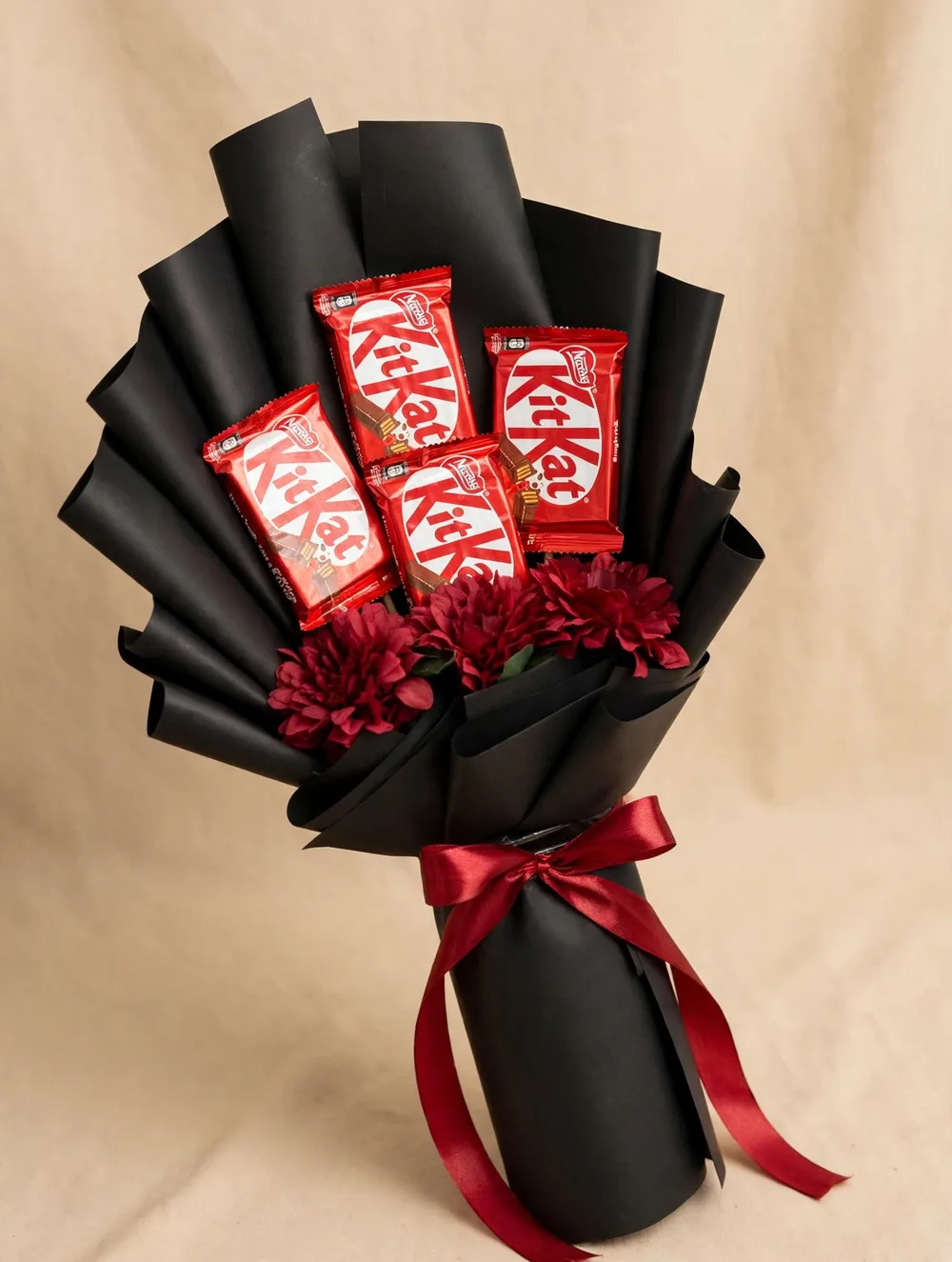 KitKat Bouquet – Black Wrap – Angle View – PakFlowerShop