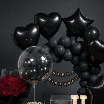 Complete Birthday Set – Black Theme – PakFlowerShop