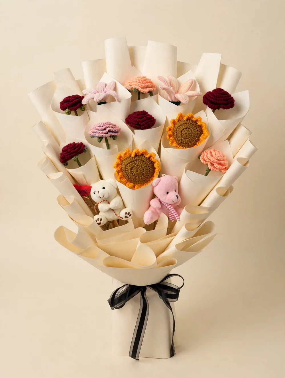 Handmade Crochet Flower Bouquet – Angle View – PakFlowerShop