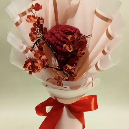 Handmade Crochet Rose Bouquet – Burgundy – PakFlowerShop
