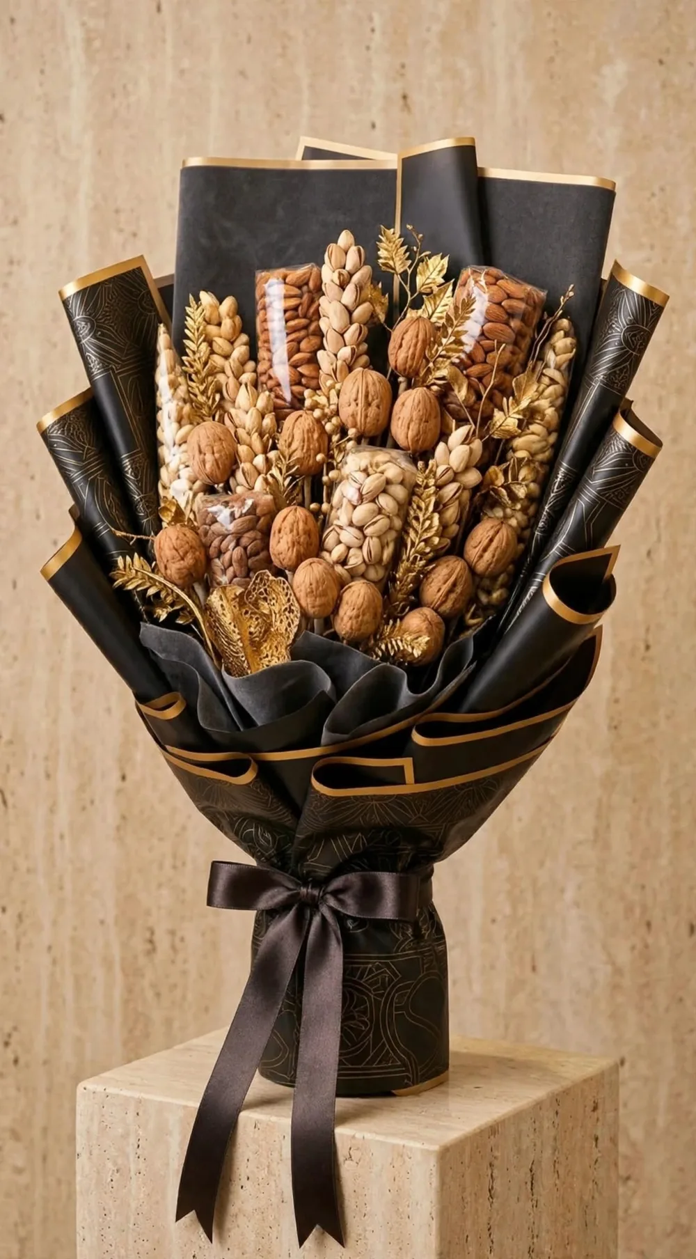 Mixed Dry Fruit Bouquet – Angle View – PakFlowerShop