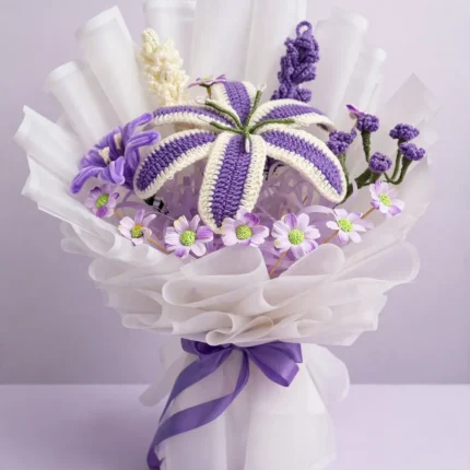 Handmade Crochet Lily Bouquet – Purple – PakFlowerShop