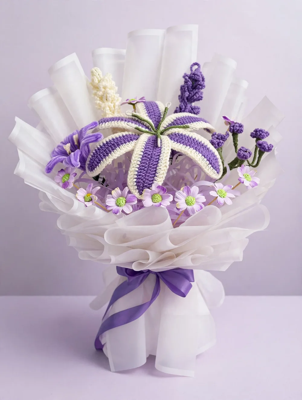 Handmade Crochet Lily Bouquet – Purple – PakFlowerShop