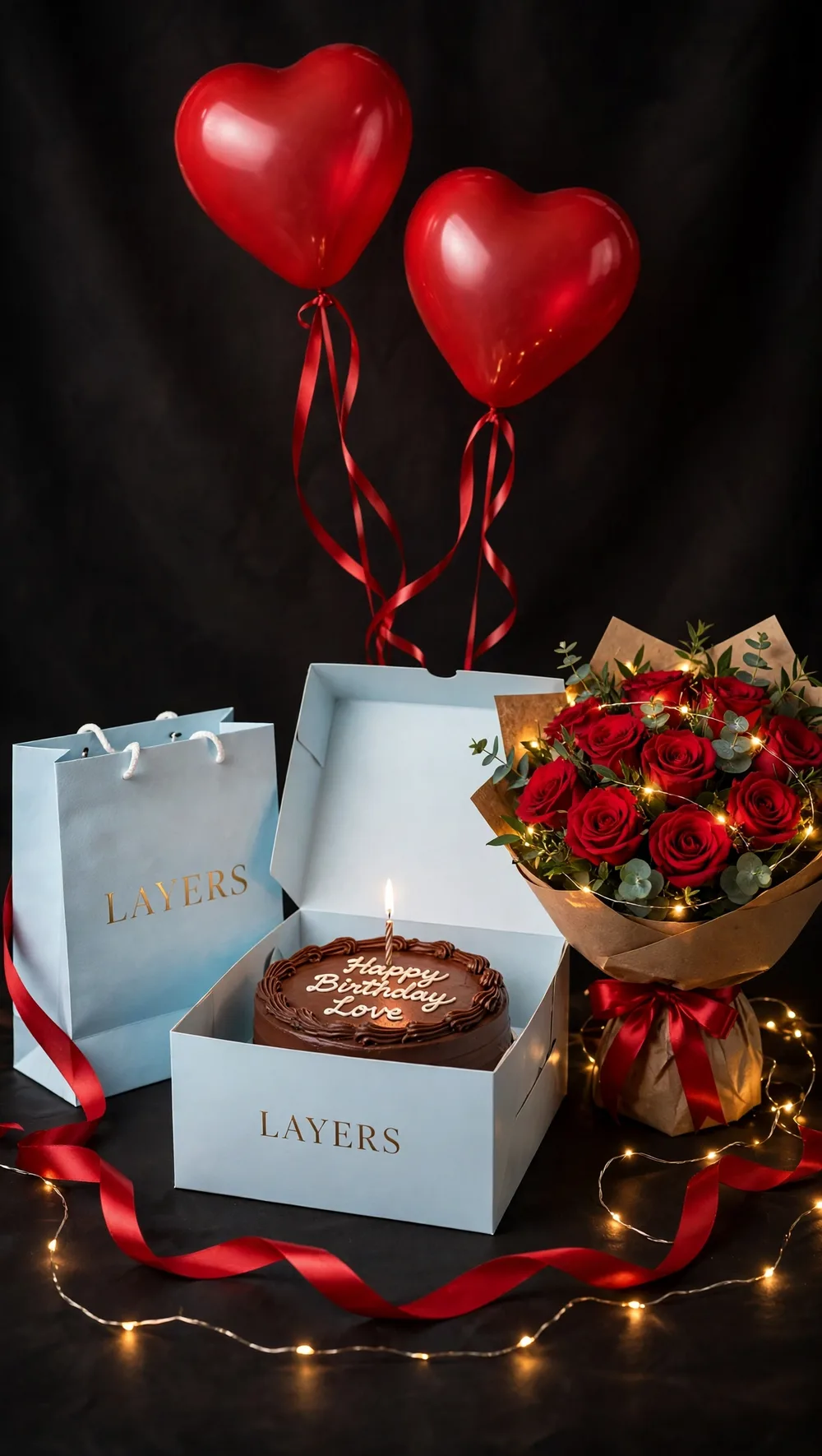 Midnight Birthday Deal – Angle View – PakFlowerShop