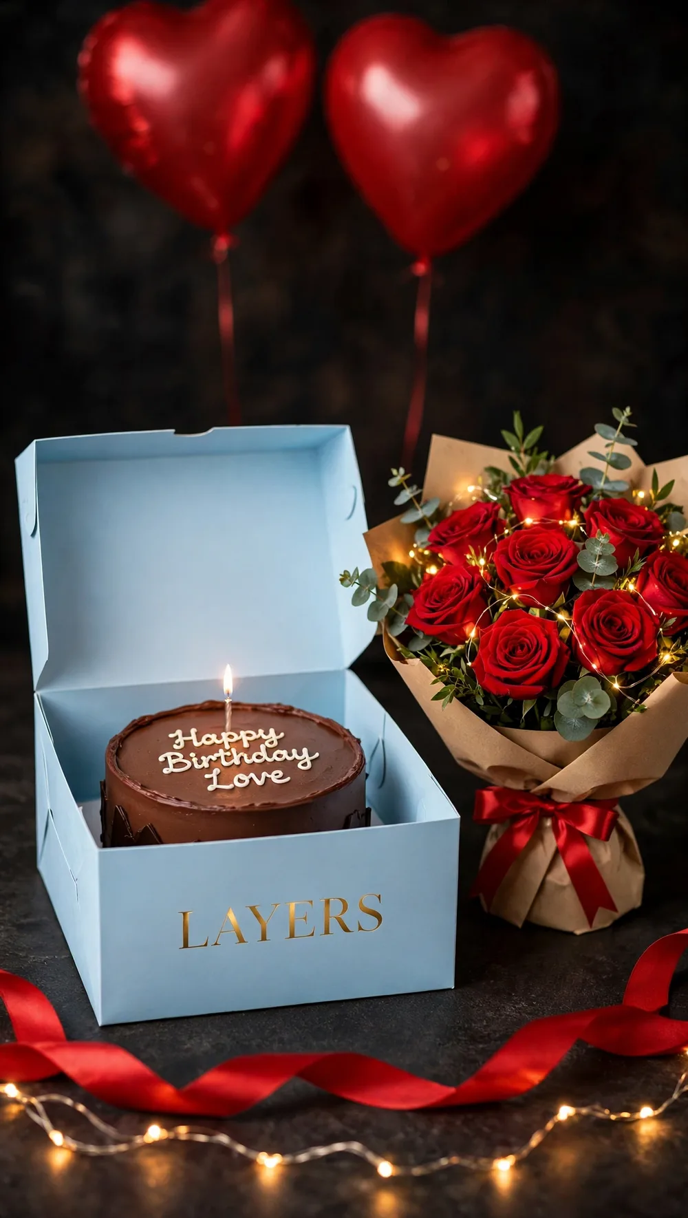Midnight Birthday Deal – Close-up – PakFlowerShop